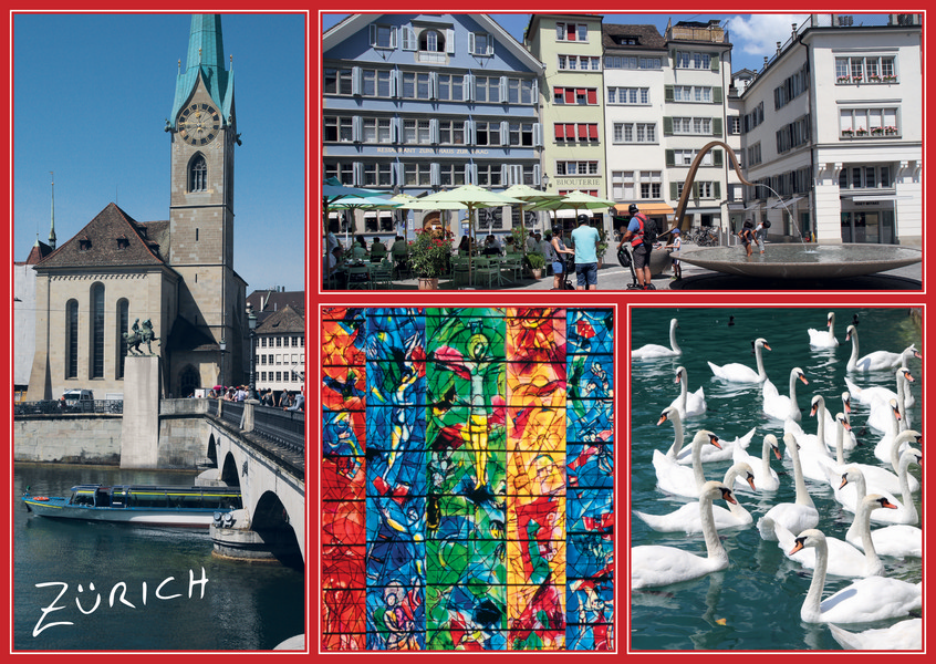 Postkarte · Zuerich · Fraumuenster · Fraumuenster Chagall Schwaene