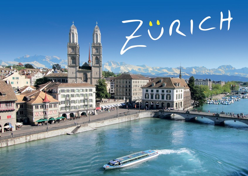 Postkarte · Zuerich · Limmat · Grossmuenster