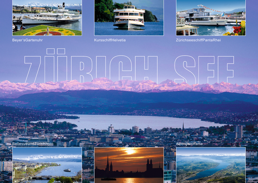 Postkarte · Zuerich · Zuerichsee · Seeschiffe Alpen